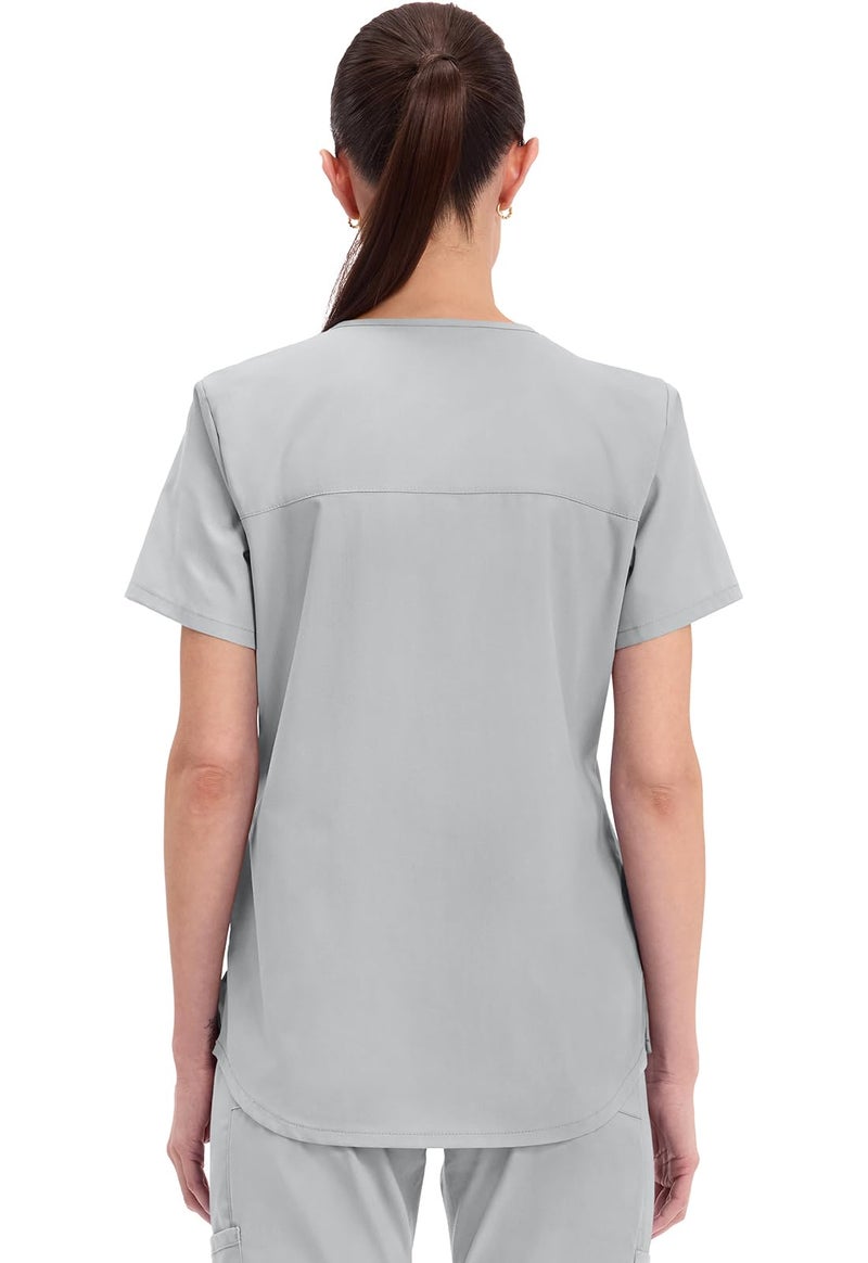 CHEROKEE Workwear Professionals Women Scrubs Top V-Neck WW665, M, Grey - Image 4